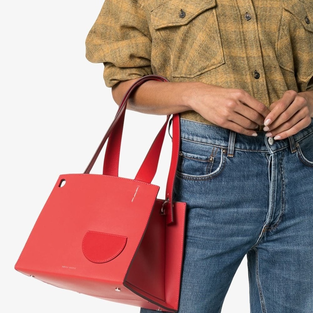 Danse Lente coral Margot leather top-handle tote
